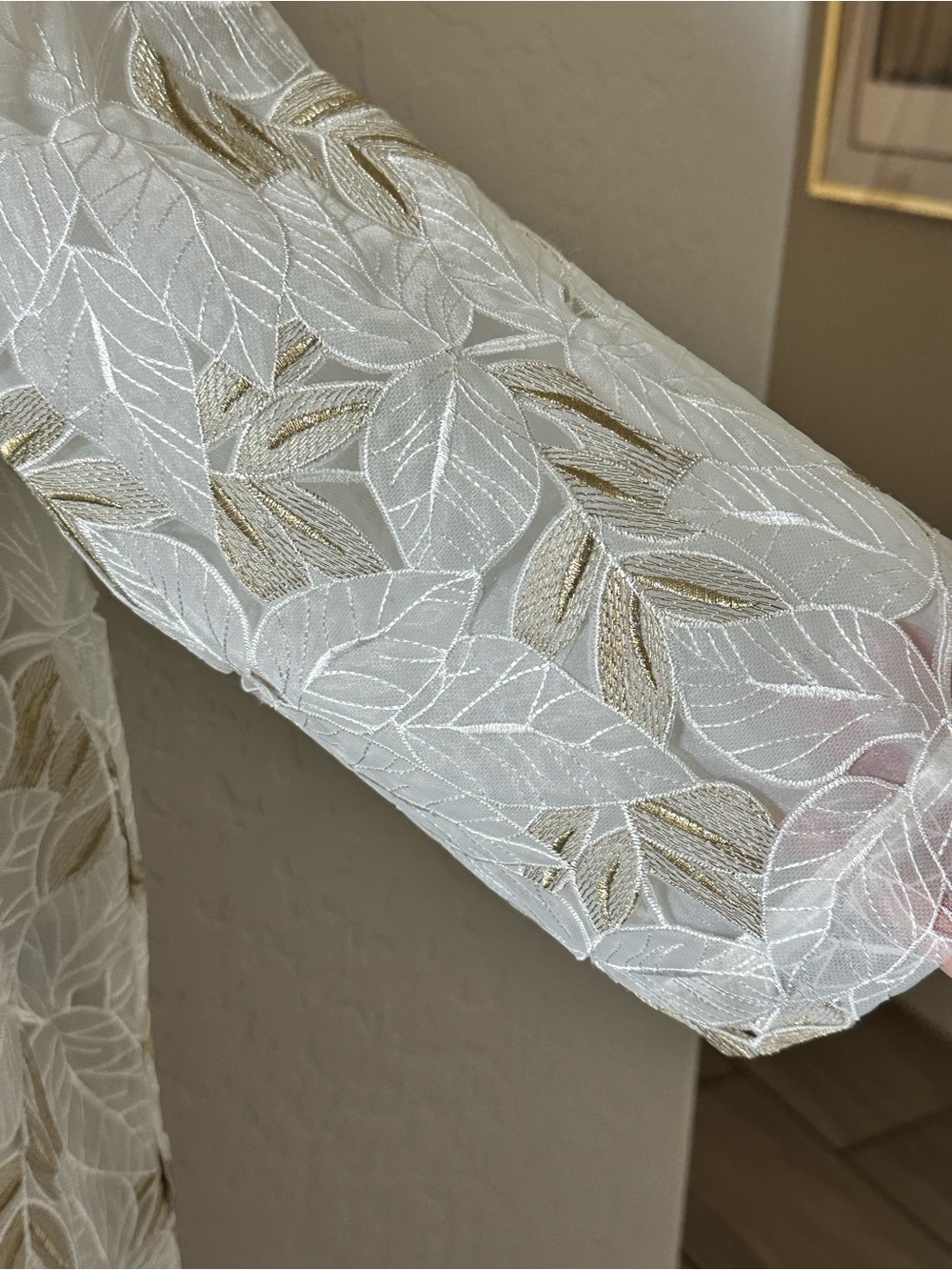 Chico's White Jacket with Beige Floral Embroidery - Picture 5 of 6